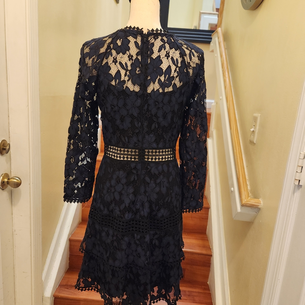 RACHEL Rachel Roy Navy Lace Long Sleeve Dress - Picture 4 of 12